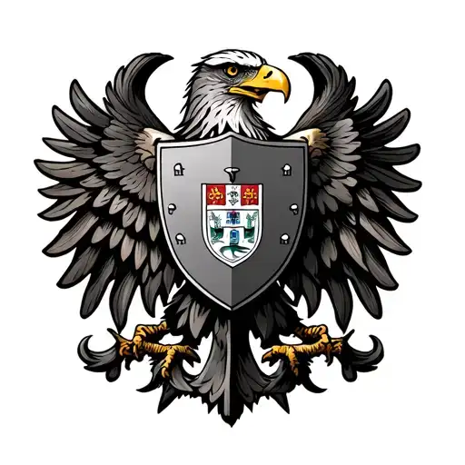 Portuguese shield with eagle intertwined tattoo design idea