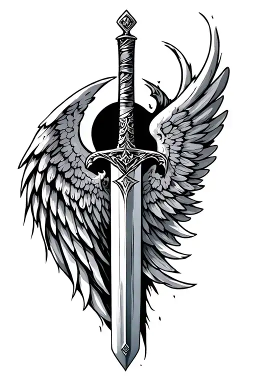 ciber sigilism sword and wings  tattoo design idea