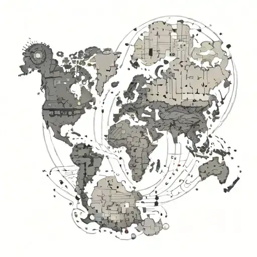 A map of the world with iconic Race tracks from different countries tattoo design idea