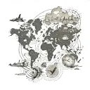 A map of the world with iconic Race tracks from different countries tattoo design idea