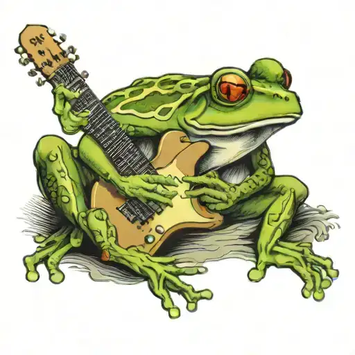 A frog playing an electric guitar tattoo design idea