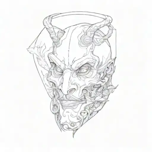 a devil with a halo tattoo design idea