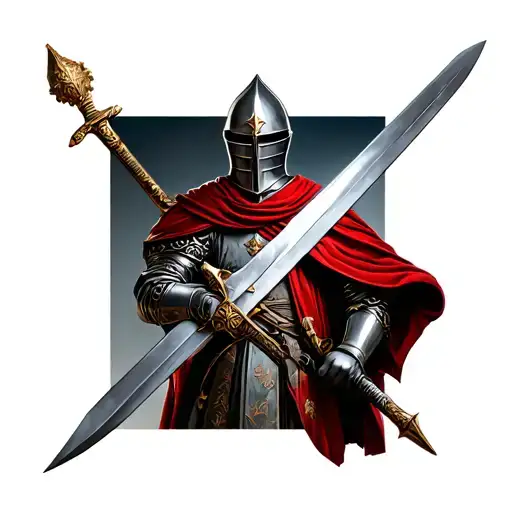 templar knight with sword tattoo design idea