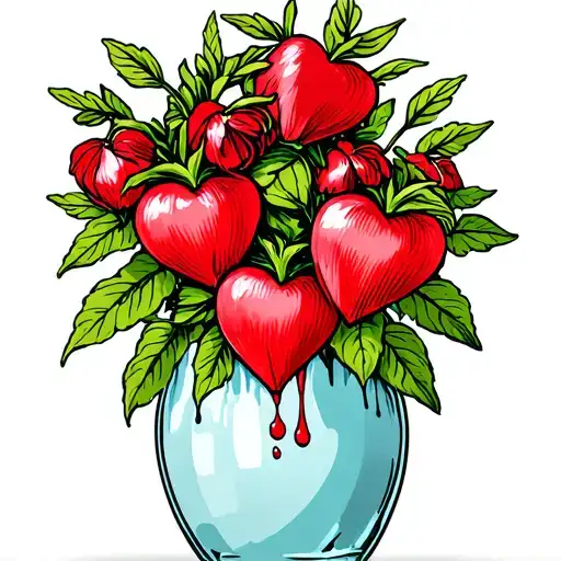 bleeding heart flowers in a vase tattoo design idea