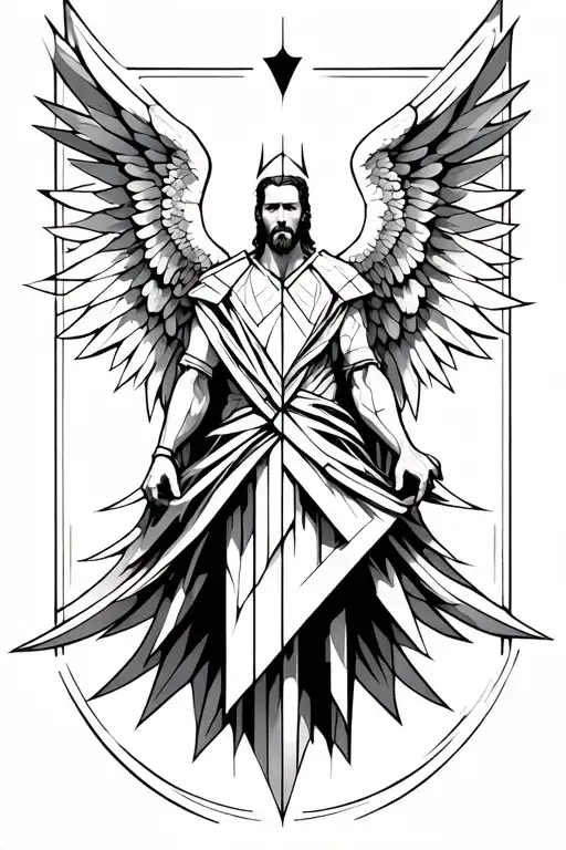 Meaningful warrior angel for men tattoo design idea