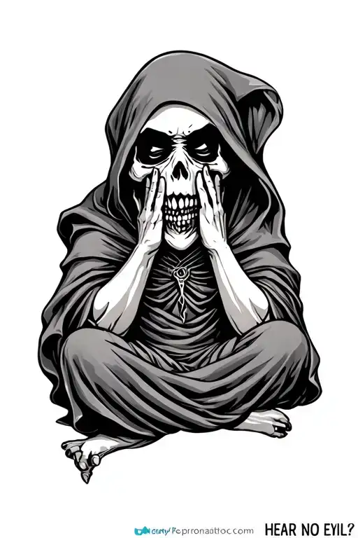 hear no evil baby grim reaper tattoo design idea