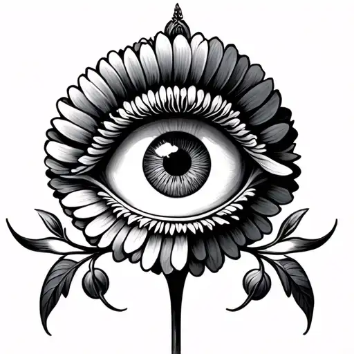 Marguerite Anemone sign of Aries and the eye of Horus tattoo design idea