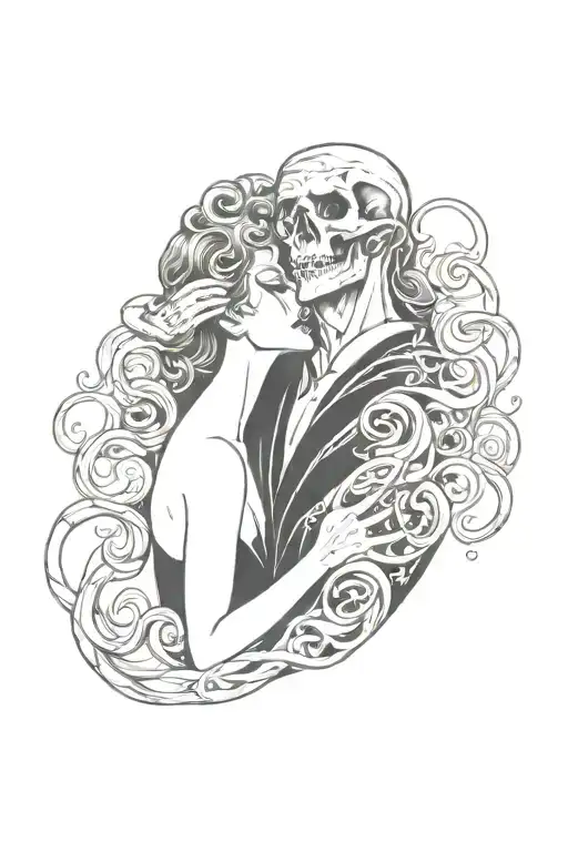 reaper kissing his Medusa  tattoo design idea