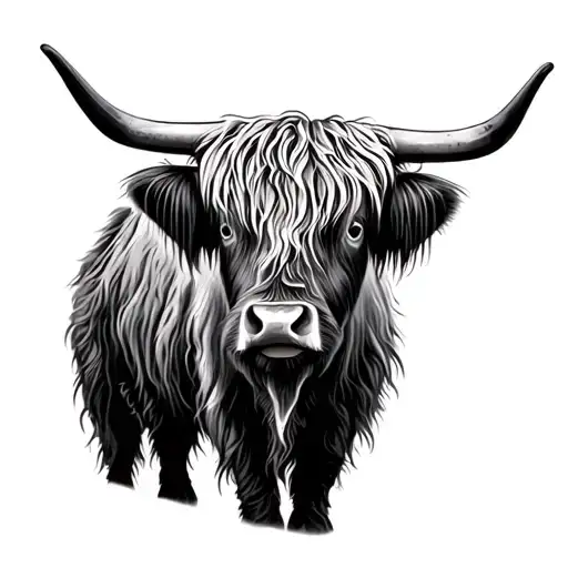highland cow wearing tattoo design idea