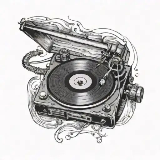 record player vinyl record spinning tattoo design idea
