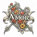 AMOR text tattoo design idea