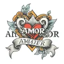 AMOR text tattoo design idea