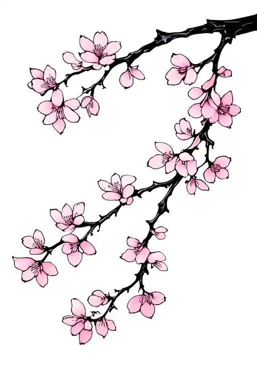 fine line cherry blossom branch small  tattoo design idea