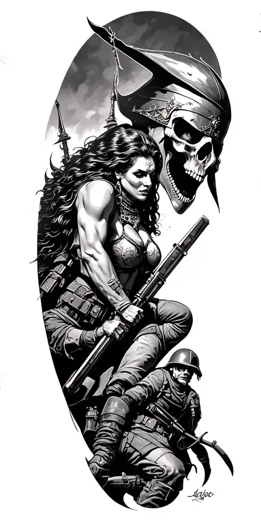 Coverup infantry queen of battle tattoo featuring soldiers fighting and a dead queen  tattoo design idea