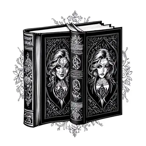 dark romance book surrounded tattoo design idea