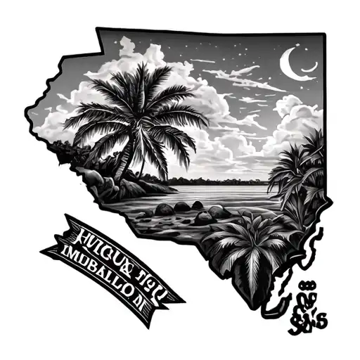 South Carolina theme leg sleeve tattoo design idea