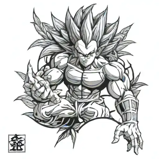 vegeta dragon ball and marijuana tattoo design idea