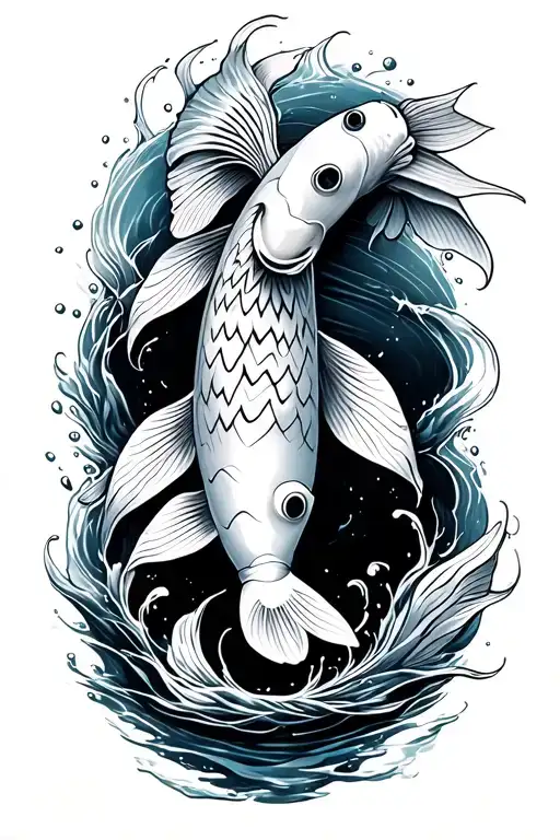 koi fish swimming tattoo design idea