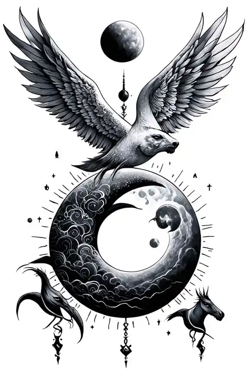 Aquarius sun, Virgo moon and Sagittarius rising tattoo design idea