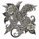 D and V initials  tattoo design idea