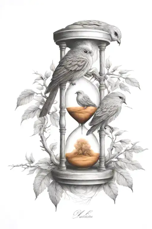 Hourglass and Kestrel trees tattoo design idea