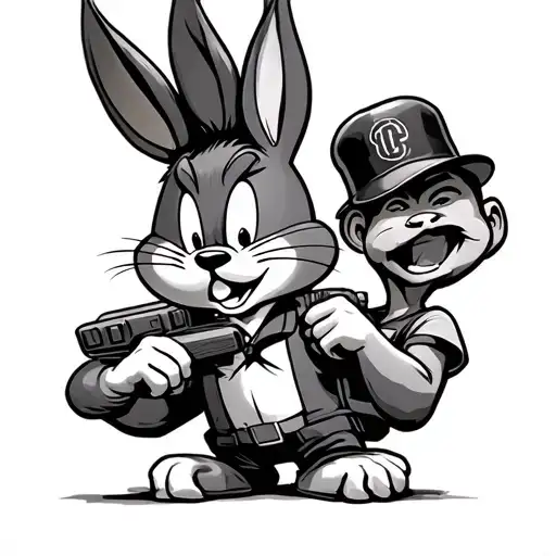 marvin looney tunes caracters doing gang activities tattoo design idea