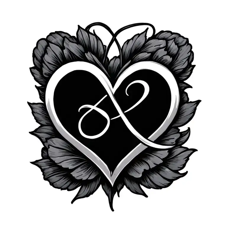 heart infinity date tattoo design idea
