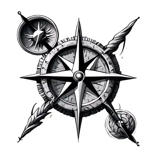 Compass with 4 stoic virtues courage wisdom courage symbols tattoo design idea