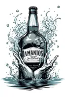 Man Drowning inside an alcohol bottle tattoo design idea