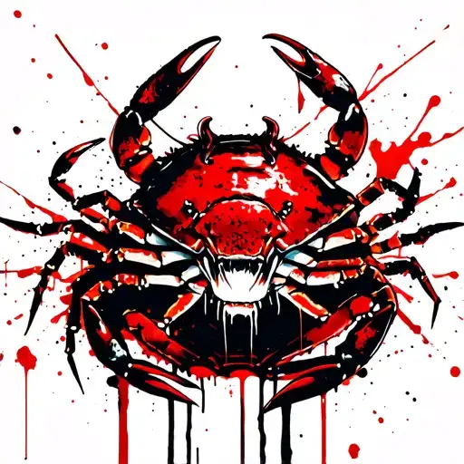 Crab with the face of the demon on the shell tattoo design idea