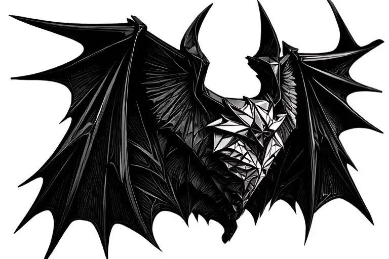 wide bat spreading wings gothic y2k cybersigilism tramp stamp tattoo design idea