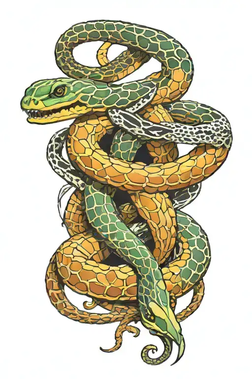 scorpion and snake intertwined tattoo design idea