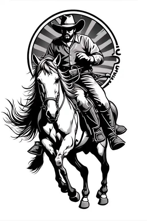 cowboy riding a horse tattoo design idea