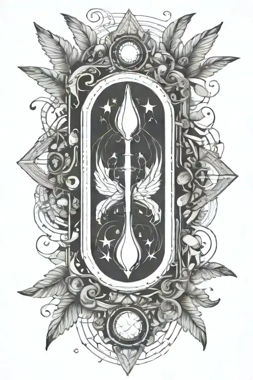 Combine the Alchemical sign for mercury, a pen, wings, simple  tattoo design idea