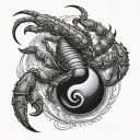 scorpion on the black and crab on the white inside of a ying yang tattoo design idea