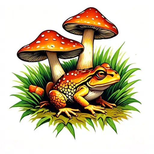 mushrooms and toad smokin tattoo design idea