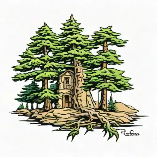 lebanon love with the cedar tree small  tattoo design idea