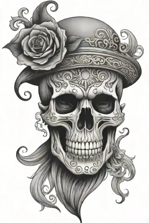 psychedelic skull face tattoo design idea
