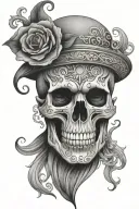 psychedelic skull face tattoo design idea