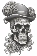 psychedelic skull face tattoo design idea