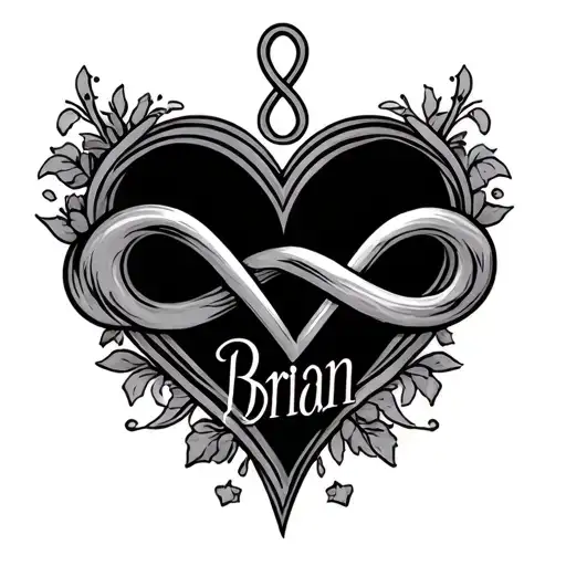 Brian name with infinity symbol and a heart tattoo design idea