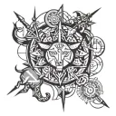 Sagittarius represented in several geometric shapes, with each sign (Leo, Taurus, Capricorn, Scorpio) tattoo design idea