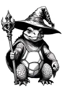 turtle wearing wizard hat and holding a staff tattoo design idea