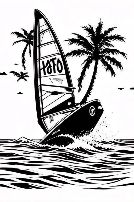 windsurf + campervans tattoo design idea
