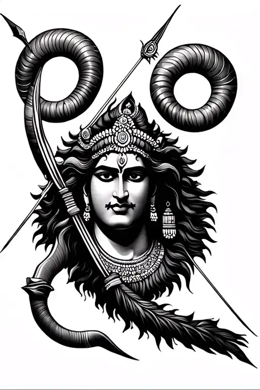 a line tattoo. I need hanuman gadha, Ram bow and arrow, Krishna mor pankh, and. Aquarius, Sagittarius & Pisces zodiac tattoo design idea
