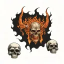 a pathway to the gates of hell with skulls surrounded tattoo design idea