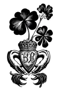 Claddagh with clover and initials BB tattoo design idea