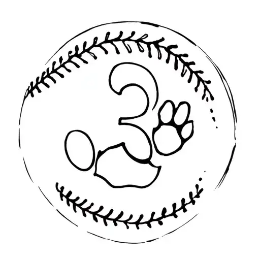 softball, number 3, dog paw print tattoo design idea
