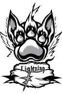 "Lightning " cat paw with lightning cross and banner tattoo design idea