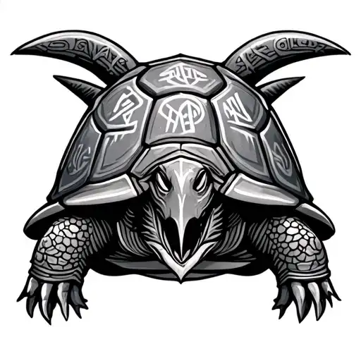 TURTLE WITH VIKING RUNES ON IT tattoo design idea